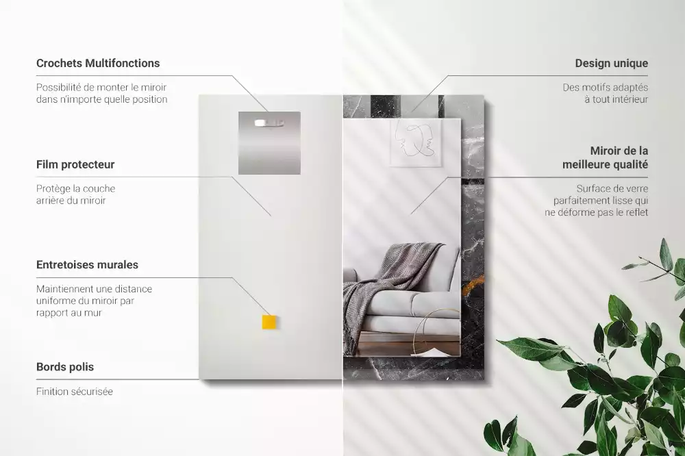 Négyszögletes dísztükör Fekete márvány erek