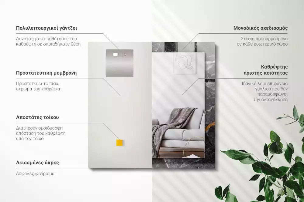 Négyszögletes dísztükör Fekete márvány erek