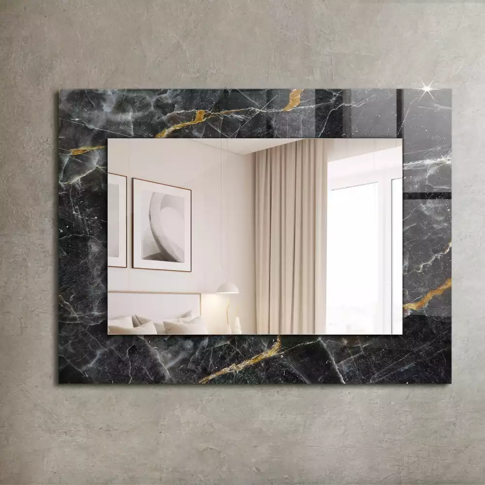 Négyszögletes dísztükör Fekete márvány erek