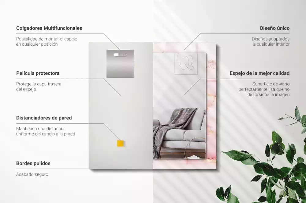 Négyszögletes dísztükör Rózsaszín márvány mintás