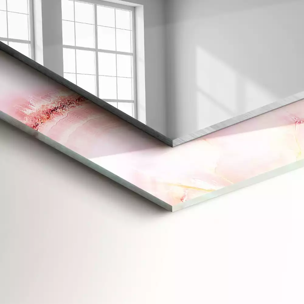 Négyszögletes dísztükör Rózsaszín márvány mintás