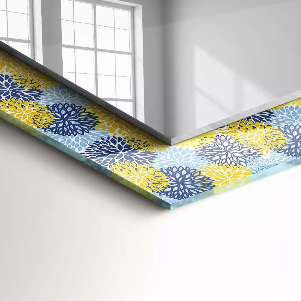 Négyszögletes dísztükör Színes virágmintás