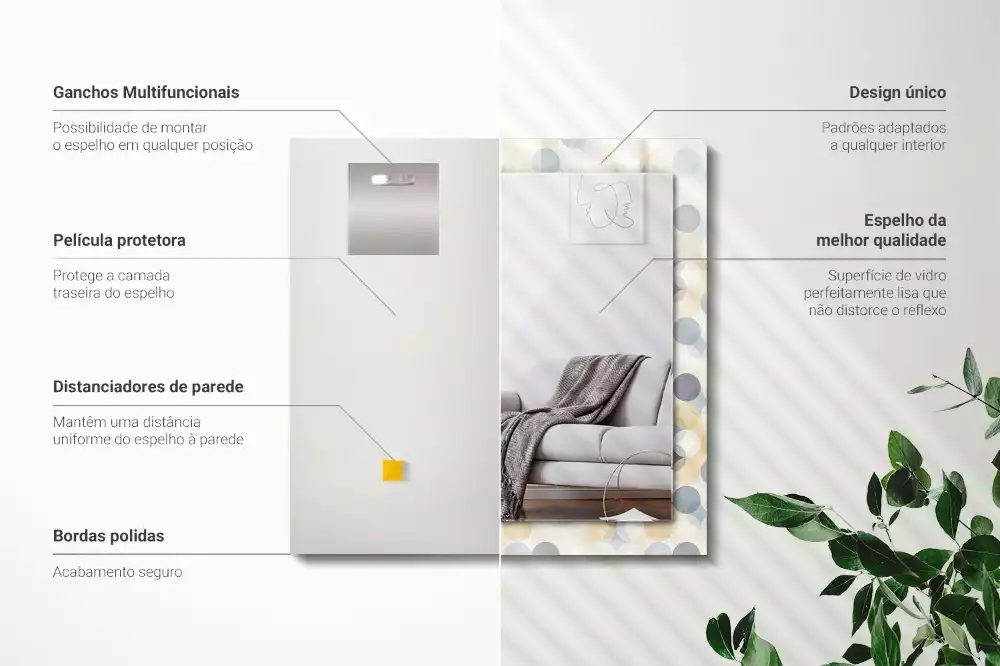 Négyszögletes dísztükör Színes kerek minták