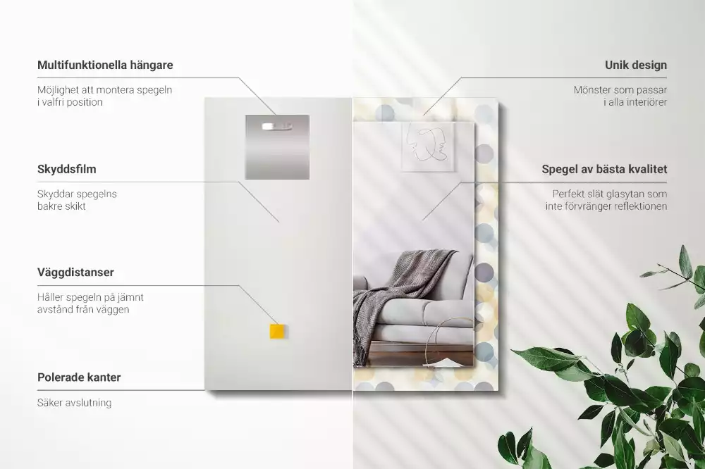 Négyszögletes dísztükör Színes kerek minták