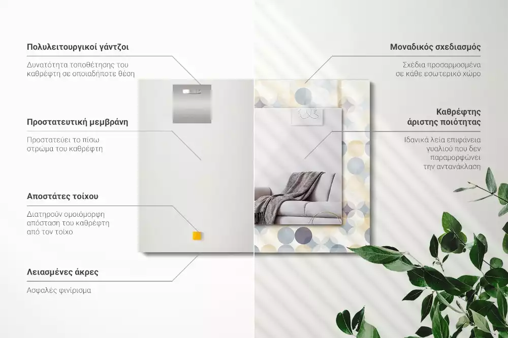 Négyszögletes dísztükör Színes kerek minták