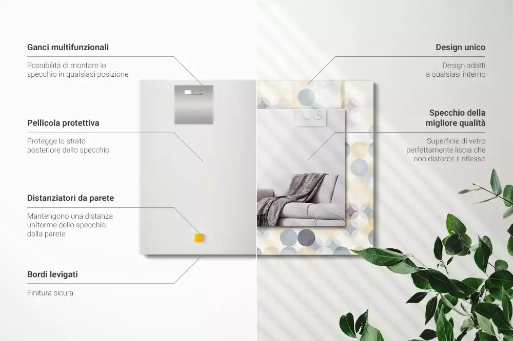 Négyszögletes dísztükör Színes kerek minták