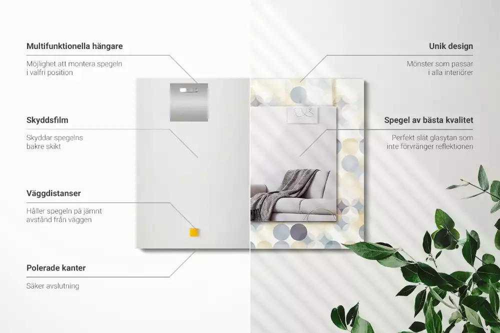 Négyszögletes dísztükör Színes kerek minták