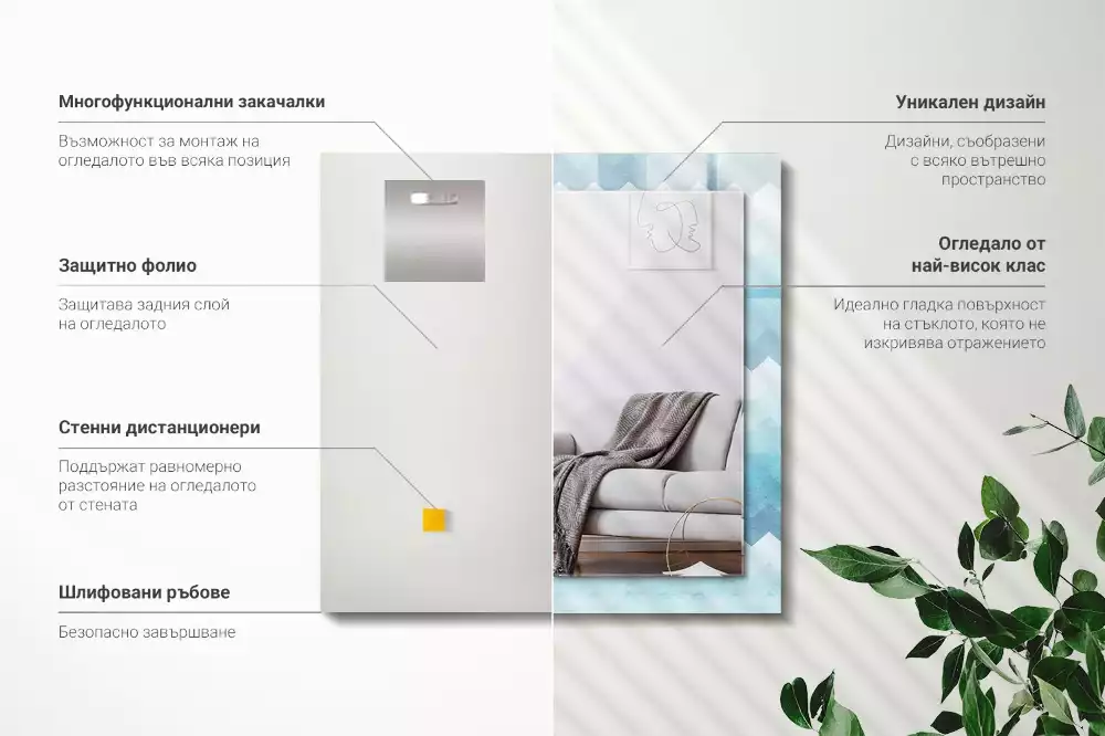 Négyszögletes dísztükör Cikcakk gradiens minta