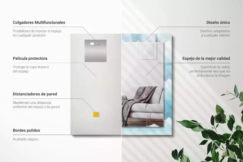 Négyszögletes dísztükör Cikcakk gradiens minta