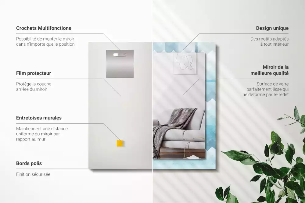 Négyszögletes dísztükör Cikcakk gradiens minta