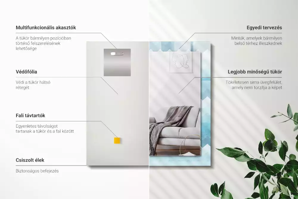 Négyszögletes dísztükör Cikcakk gradiens minta