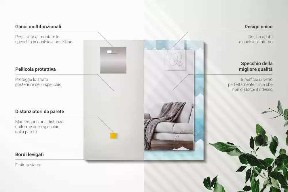 Négyszögletes dísztükör Cikcakk gradiens minta