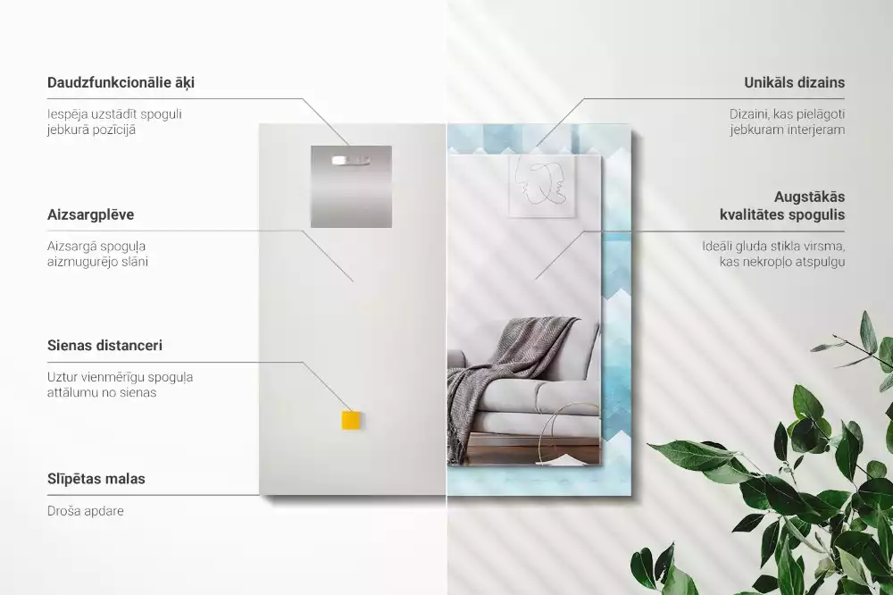 Négyszögletes dísztükör Cikcakk gradiens minta