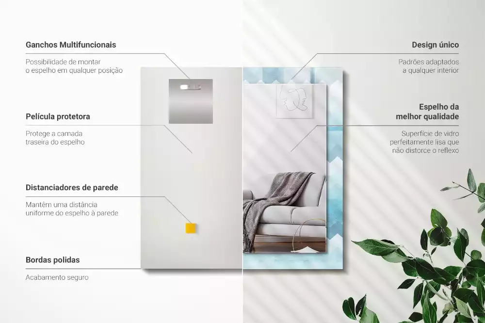 Négyszögletes dísztükör Cikcakk gradiens minta