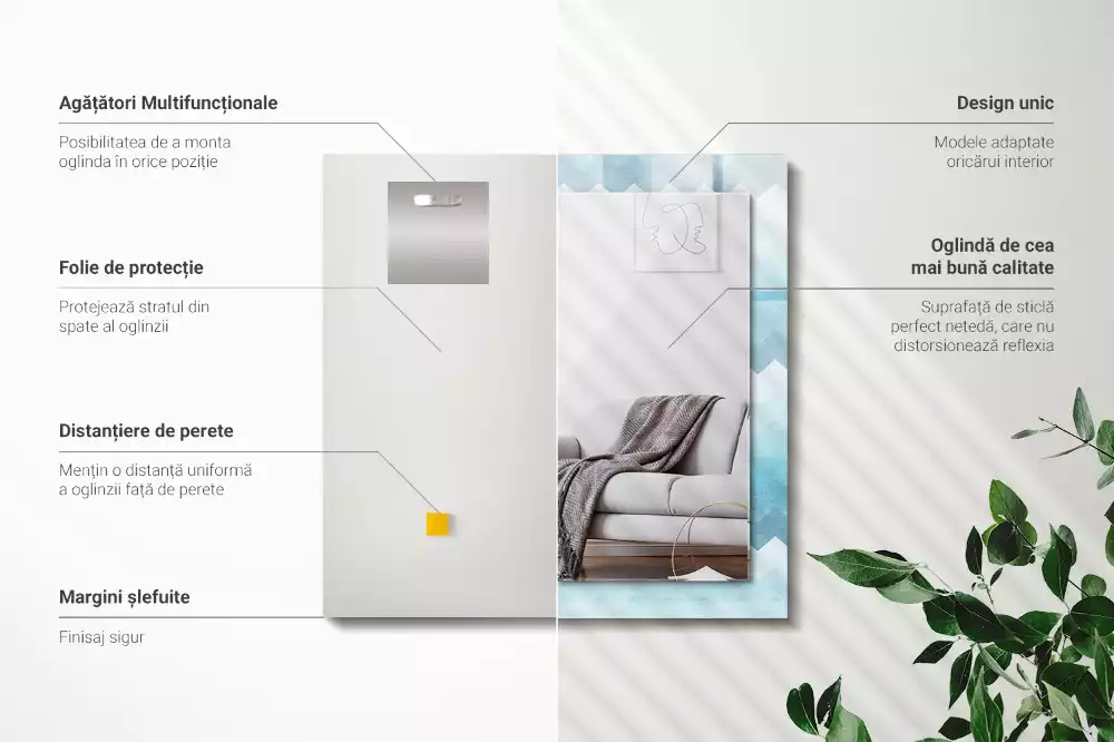 Négyszögletes dísztükör Cikcakk gradiens minta