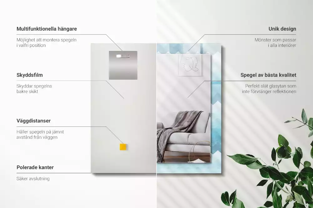 Négyszögletes dísztükör Cikcakk gradiens minta