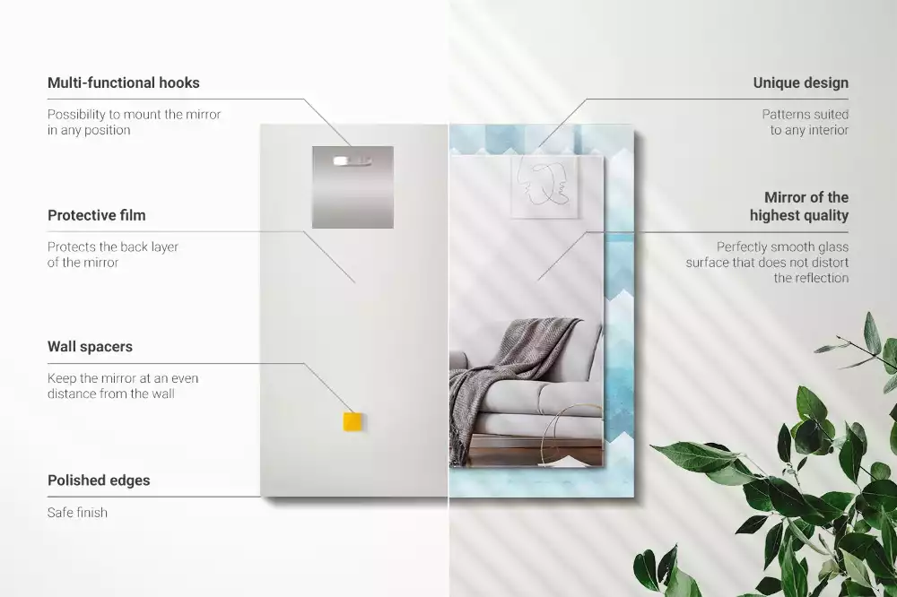 Négyszögletes dísztükör Cikcakk gradiens minta