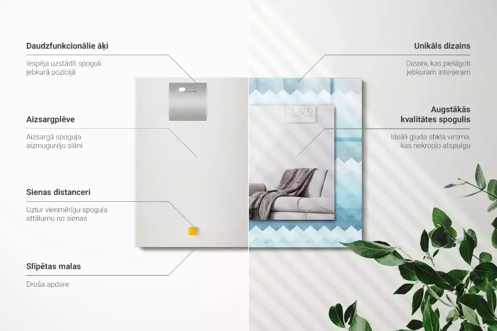 Négyszögletes dísztükör Cikcakk gradiens minta