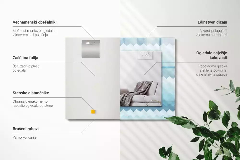 Négyszögletes dísztükör Cikcakk gradiens minta