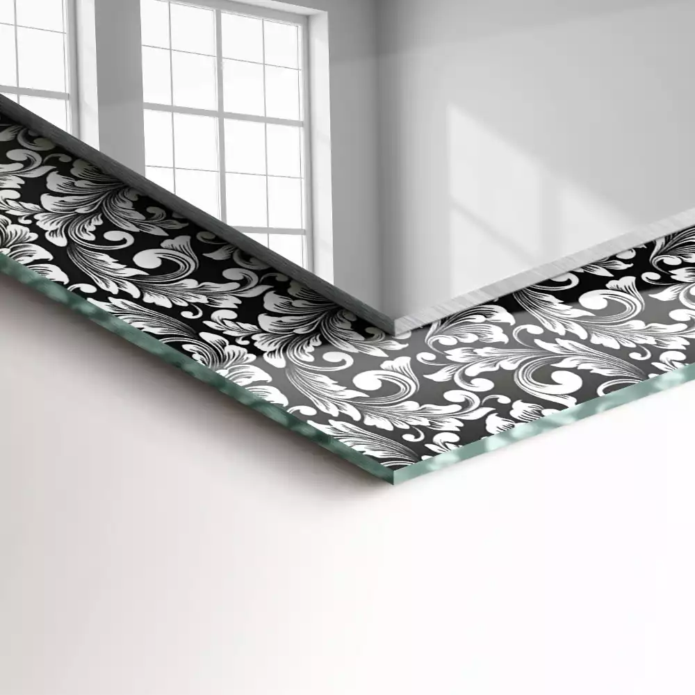 Négyszögletes dísztükör Fekete-fehér díszek