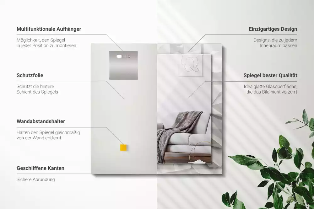 Négyszögletes dísztükör Absztrakt geometriai formák