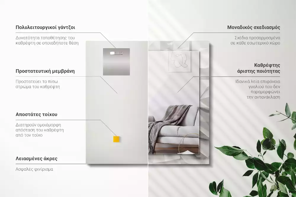 Négyszögletes dísztükör Absztrakt geometriai formák