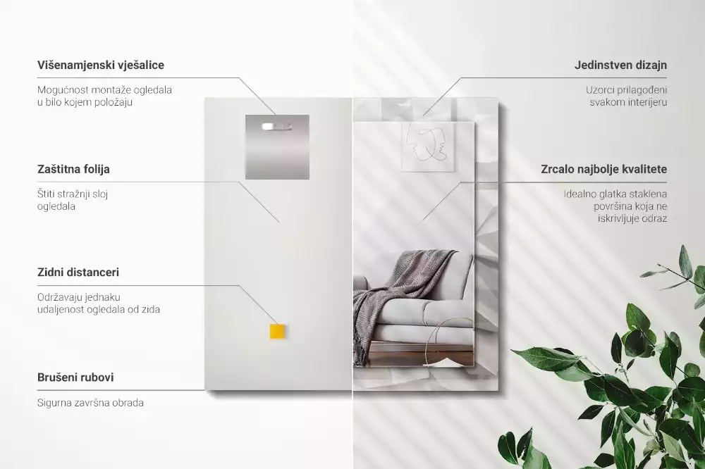 Négyszögletes dísztükör Absztrakt geometriai formák