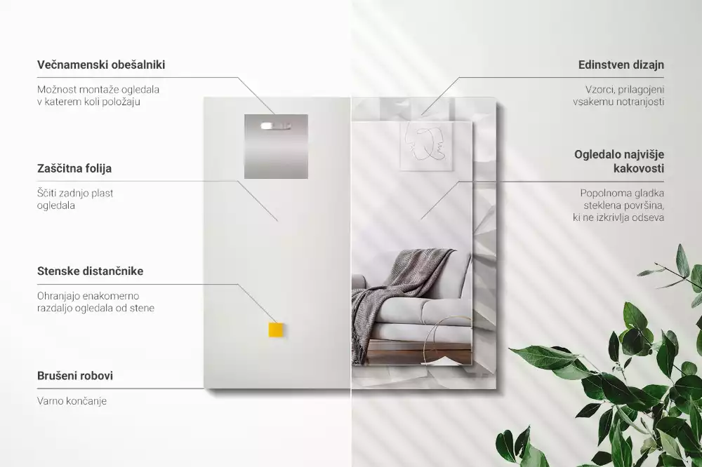 Négyszögletes dísztükör Absztrakt geometriai formák