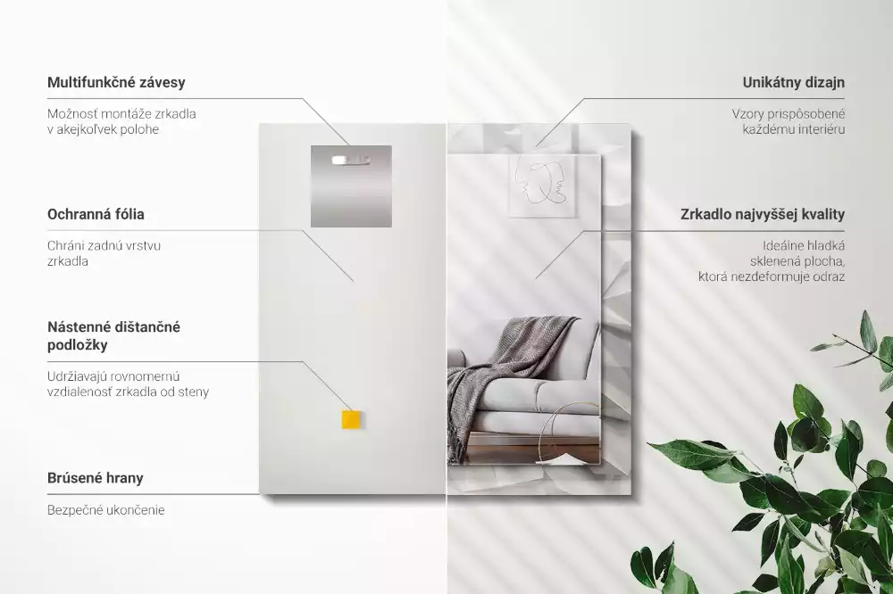 Négyszögletes dísztükör Absztrakt geometriai formák