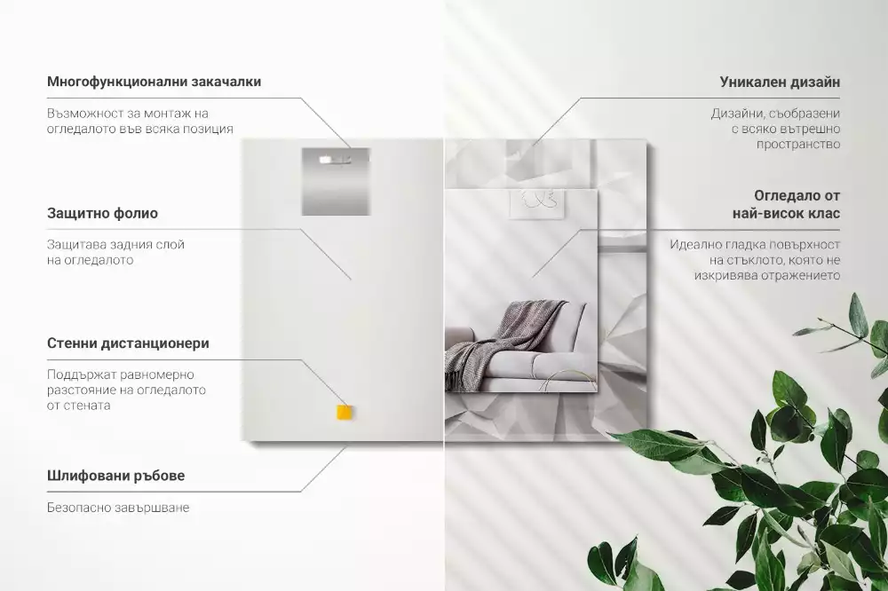 Négyszögletes dísztükör Absztrakt geometriai formák