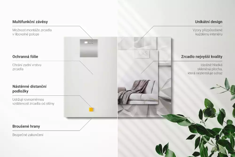 Négyszögletes dísztükör Absztrakt geometriai formák