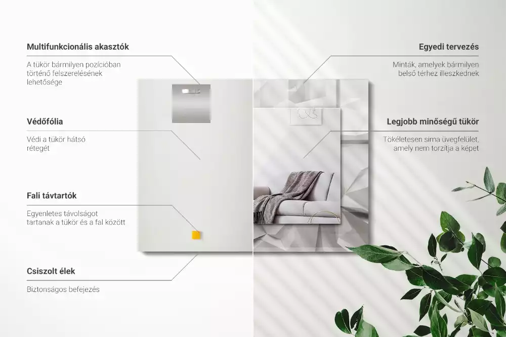 Négyszögletes dísztükör Absztrakt geometriai formák