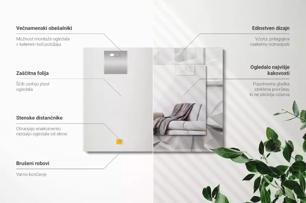 Négyszögletes dísztükör Absztrakt geometriai formák