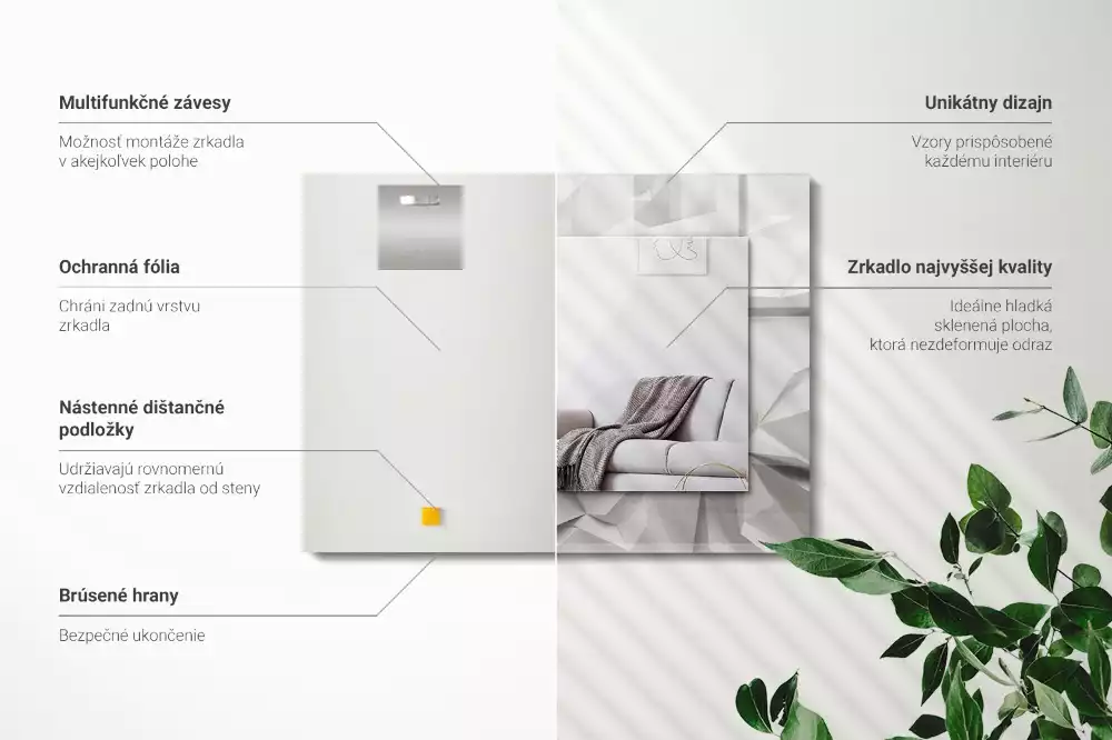 Négyszögletes dísztükör Absztrakt geometriai formák