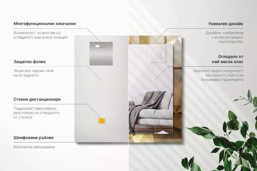 Négyszögletes dísztükör geometriai formák