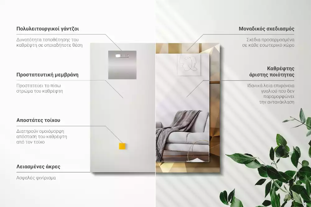 Négyszögletes dísztükör geometriai formák