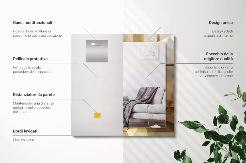 Négyszögletes dísztükör geometriai formák