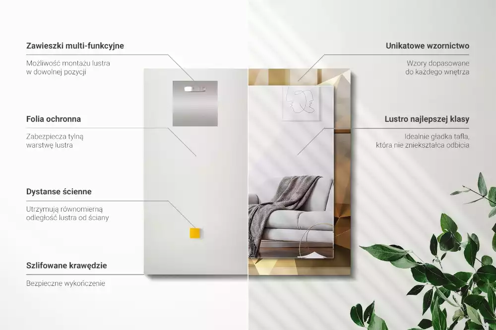 Négyszögletes dísztükör geometriai formák