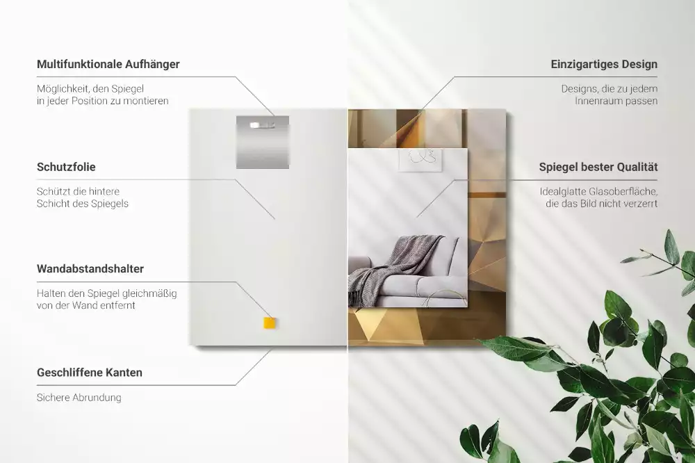 Négyszögletes dísztükör geometriai formák