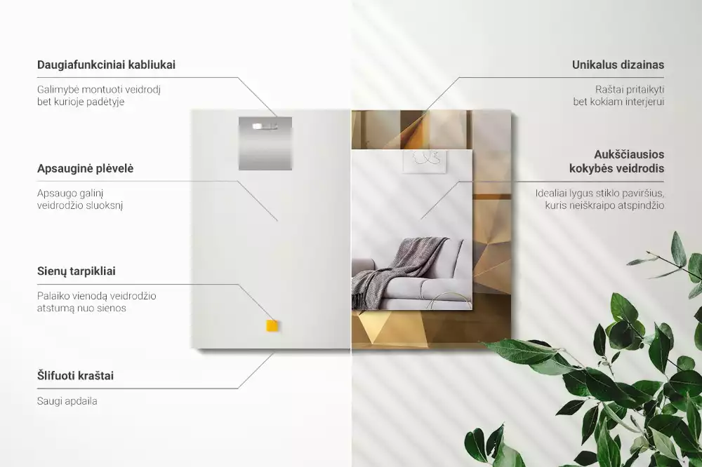 Négyszögletes dísztükör geometriai formák