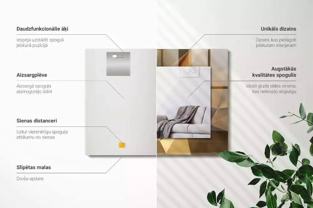 Négyszögletes dísztükör geometriai formák