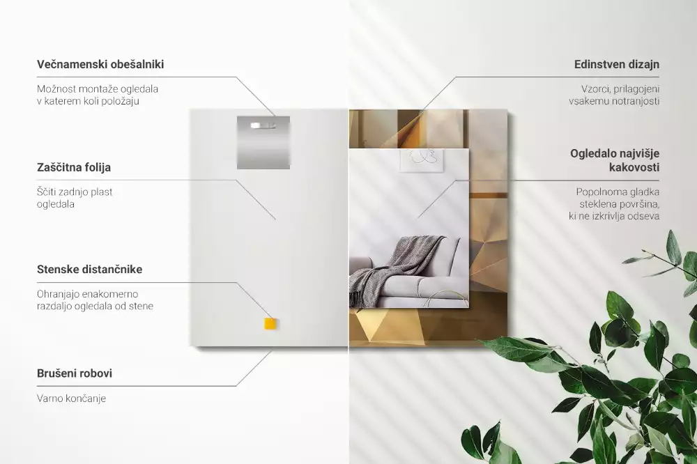 Négyszögletes dísztükör geometriai formák