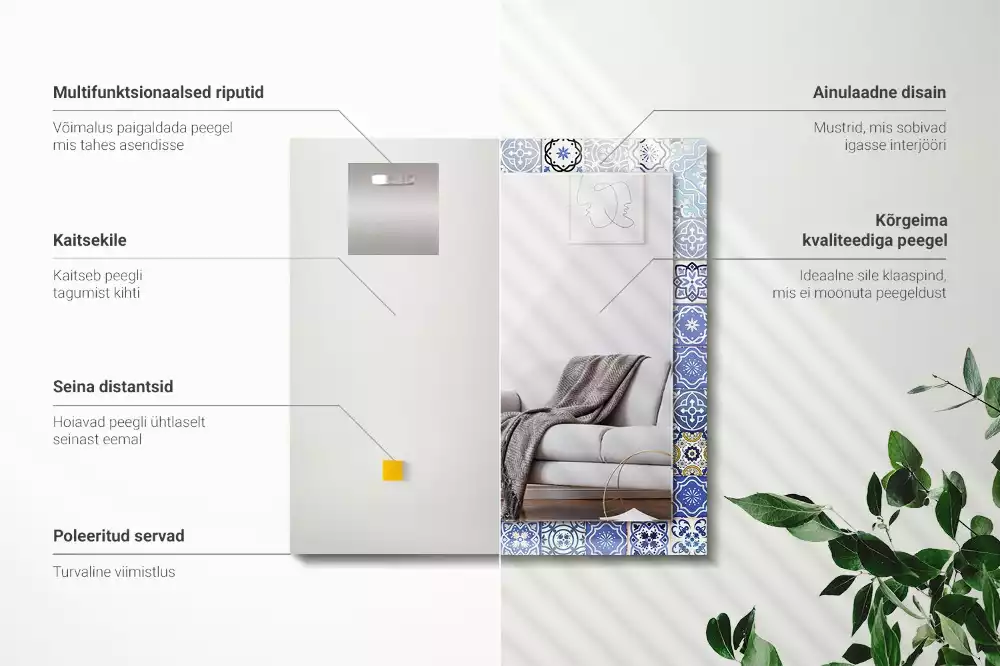 Négyszögletes dísztükör Marokkói minták