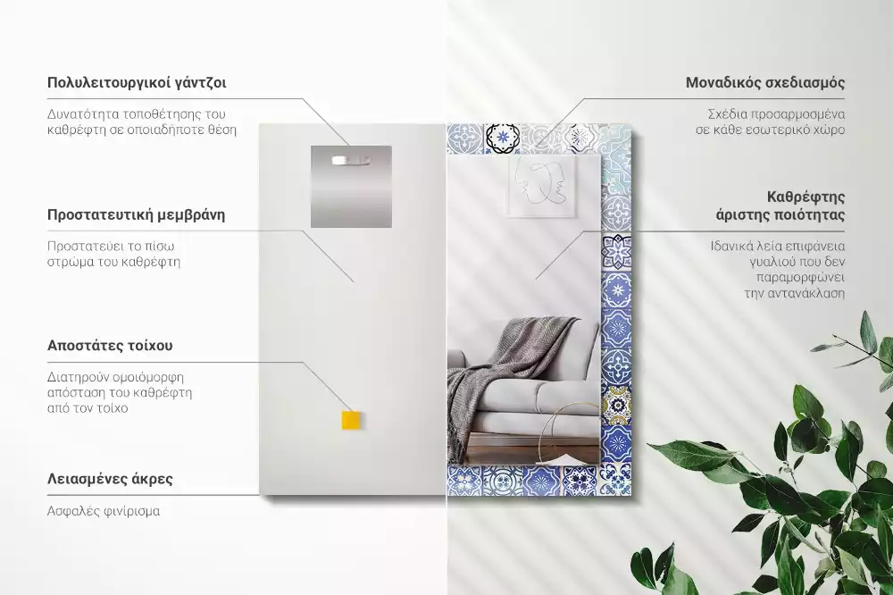 Négyszögletes dísztükör Marokkói minták