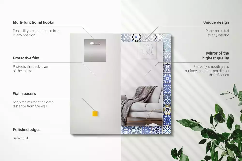 Négyszögletes dísztükör Marokkói minták