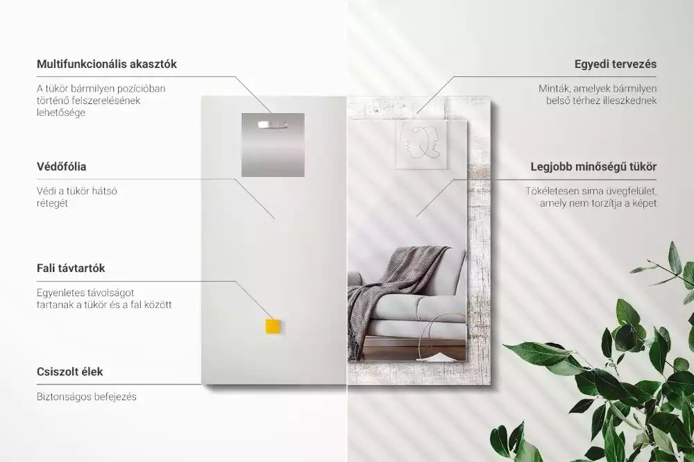 Négyszögletes dísztükör Old Wood