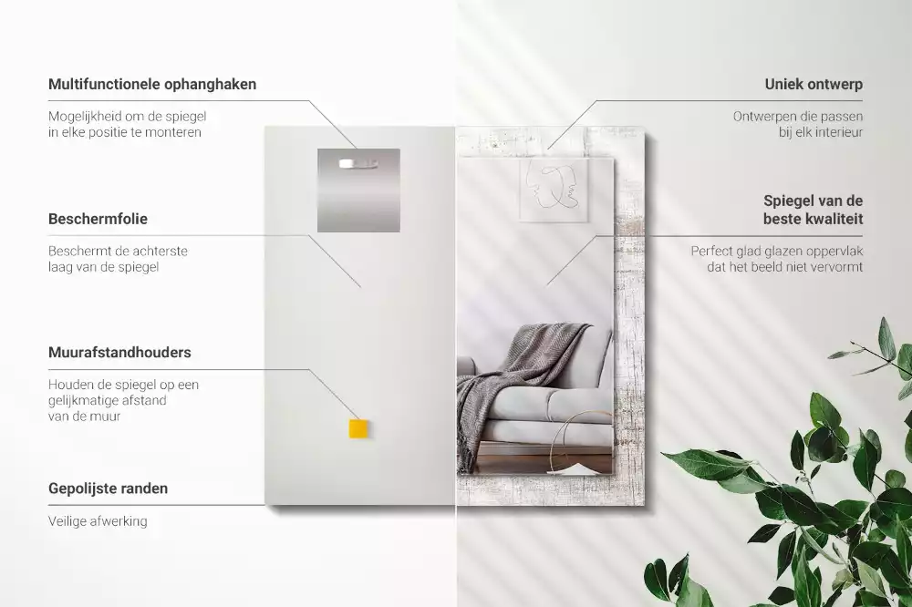 Négyszögletes dísztükör Old Wood