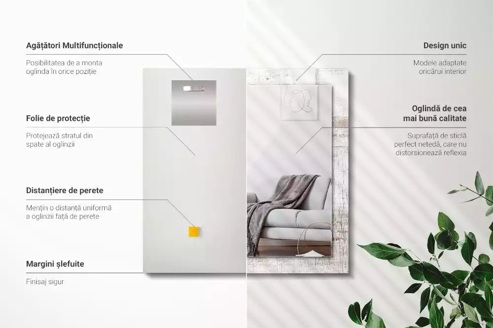 Négyszögletes dísztükör Old Wood