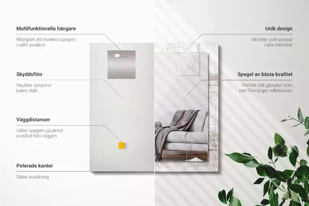 Négyszögletes dísztükör Old Wood