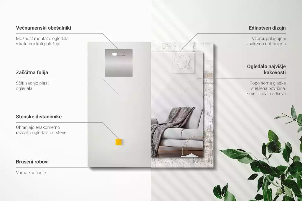 Négyszögletes dísztükör Old Wood